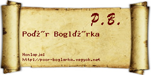 Poór Boglárka névjegykártya